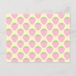 Carte Postale Motif aux fraises roses.