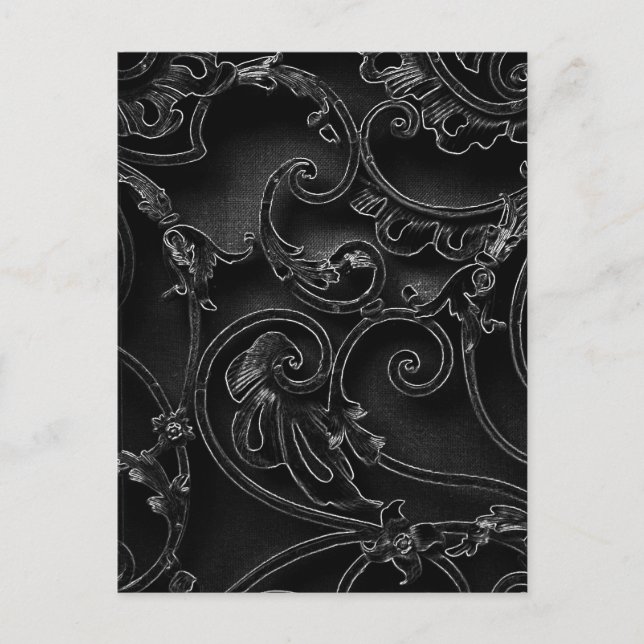 Carte Postale Motif baroque gothique noir (Devant)