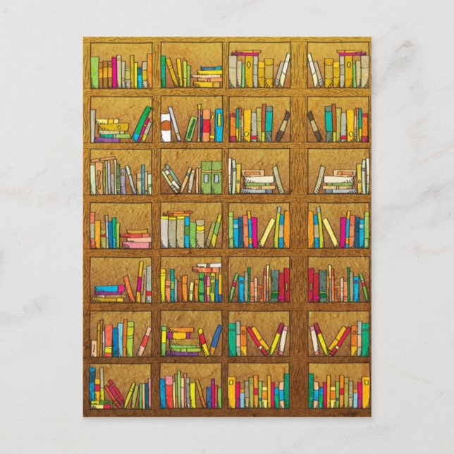 Carte Postale motif bibliothèque (Devant)