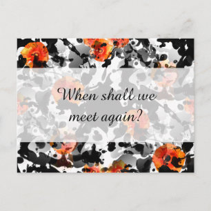 Carte Postale MOTIF BLACK INK & POPPIES + votre backgr. & idées