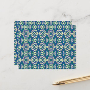 Carte Postale motif bleu et vert avec un arrière - plan blanc