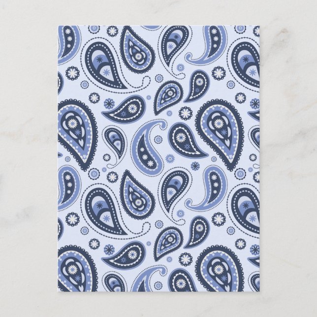 Carte Postale Motif Blue Paisley (Devant)