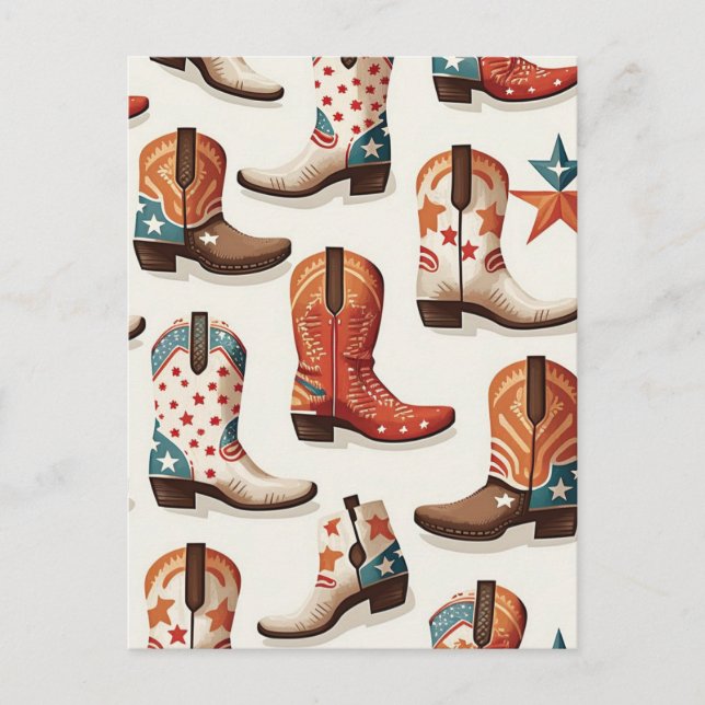 Carte Postale Motif bottes Cowboy (Devant)