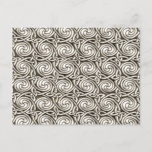 Carte Postale Motif brillant Argent Celtique Noeuds Spiral brill (Devant)
