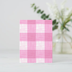 Carte Postale Motif carreaux à carreaux gras rose et blanc
