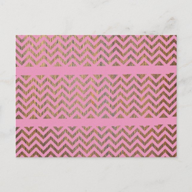 Carte Postale Motif Chevron Zigzag en Bois rose Fille (Devant)