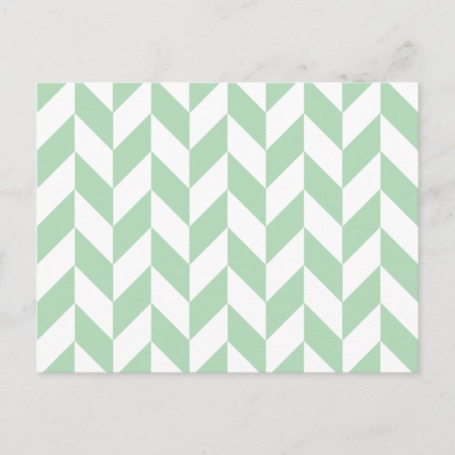 Carte Postale Motif Chevrons Vert Menthe (Devant)