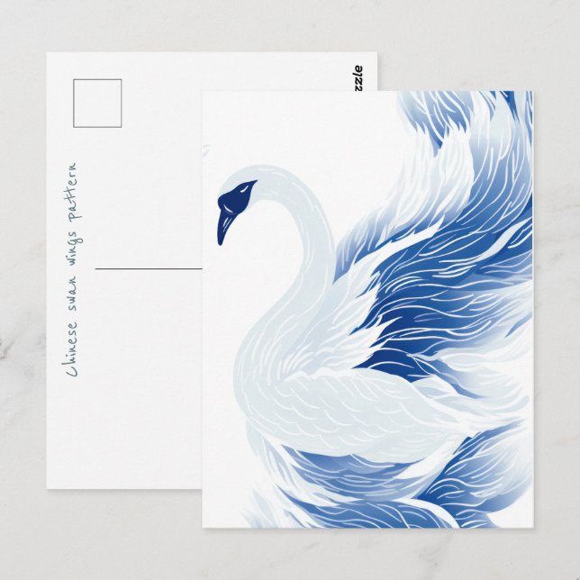 Carte Postale Motif chinois des ailes cygne (Devant / Derrière)