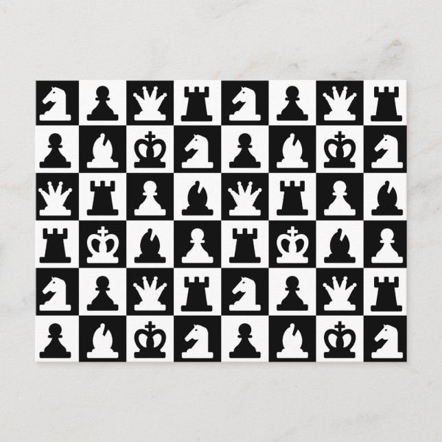 Carte Postale Motif classique de tableau d'échec noir et blanc (Devant)