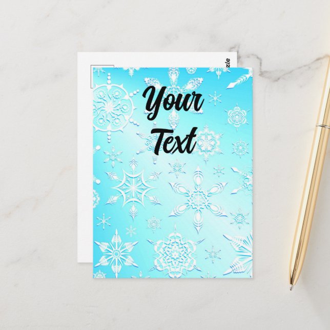 Carte Postale Motif Crystal Snowflakes (Devant/Arrière en situation)