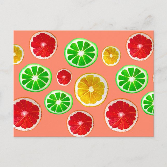 Carte Postale Motif d'agrumes de fruits juteux (Devant)