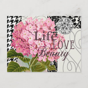 Carte Postale Motif Damas Décor Floral Joli