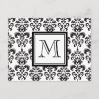 Motif Damas noir 2 avec votre Monogramme