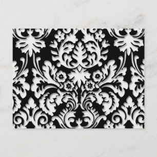 Carte Postale Motif damassé en noir et blanc