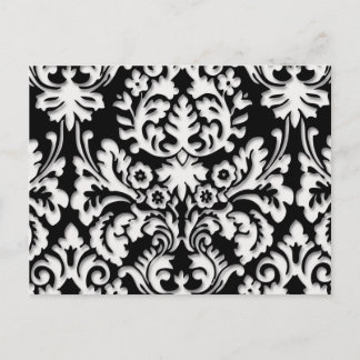 Carte Postale Motif damassé en noir et blanc