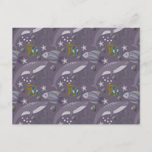Carte Postale Motif d'animaux aquatiques vie sous-marine océan