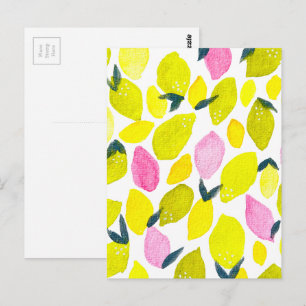 Carte Postale Motif d'aquarelle citron