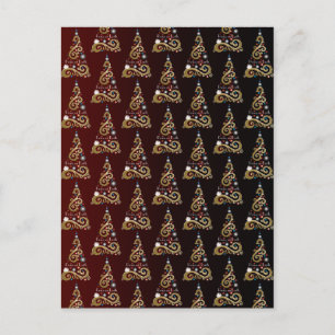 Carte Postale Motif d'arbre de Noël doré de la paix sur Terre