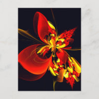 Motif d'art abstrait moderne floral rouge jaune #1