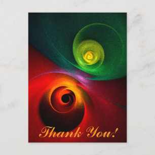 Carte Postale Motif d'art abstrait moderne Yin Yang rouge et ver