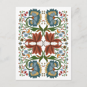 Carte Postale Motif d'art populaire estonien fleur sauvage vinta