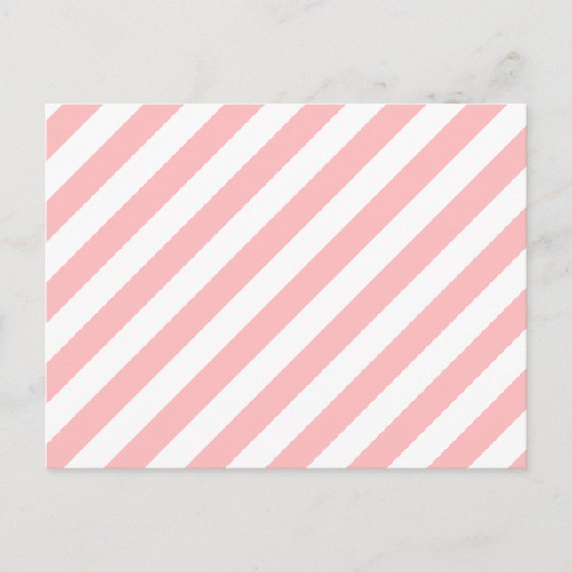 Carte Postale Motif de bandes diagonales roses et blanches (Devant)