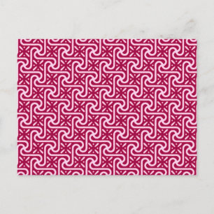 Carte Postale Motif de carreaux égyptien, bordeaux et rose