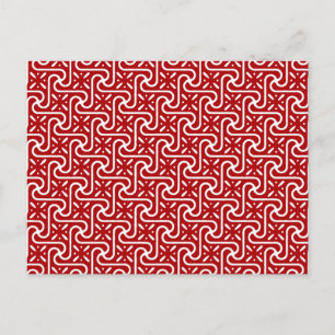Carte Postale Motif de carreaux égyptien, rouge foncé et blanc