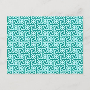 Carte Postale motif de carreaux égyptien, turquoise et aqua