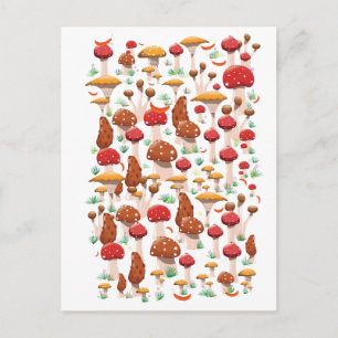 Carte Postale Motif de champignons mignons