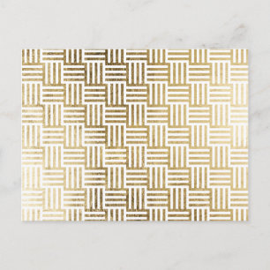 Carte Postale Motif de chèques à rayures feuille or Faux
