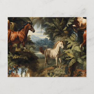 Carte Postale Motif de cheval tropical vintage élégant équestre