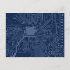 Carte Postale Motif de circuit Geek bleu