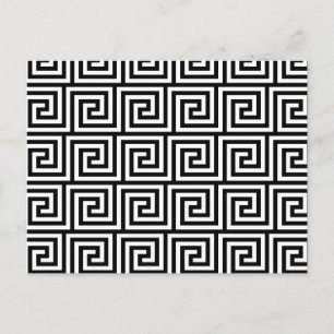 Carte Postale Motif de clé grecque en noir et blanc