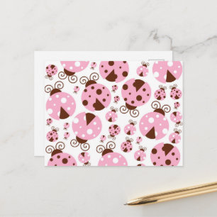 Carte Postale Motif de coccinelles, jolies coccinelles, coccinel