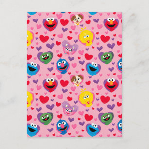 Carte Postale Motif de coeurs de la Saint-Valentin de Sesame Str