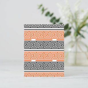 Carte Postale Motif de conception de clé grecque en frise orange