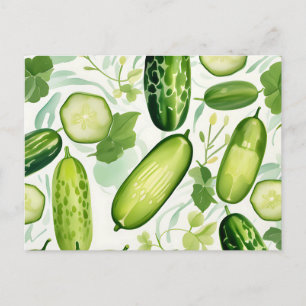 Carte Postale Motif de concombre couleur d'aquarelle serene avec