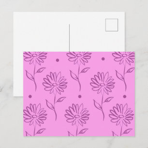 Carte Postale Motif de contour de fleurs violettes