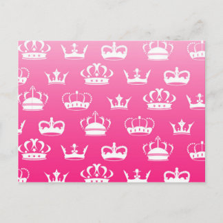 Carte Postale Motif de couronne princière avec dégradé rose