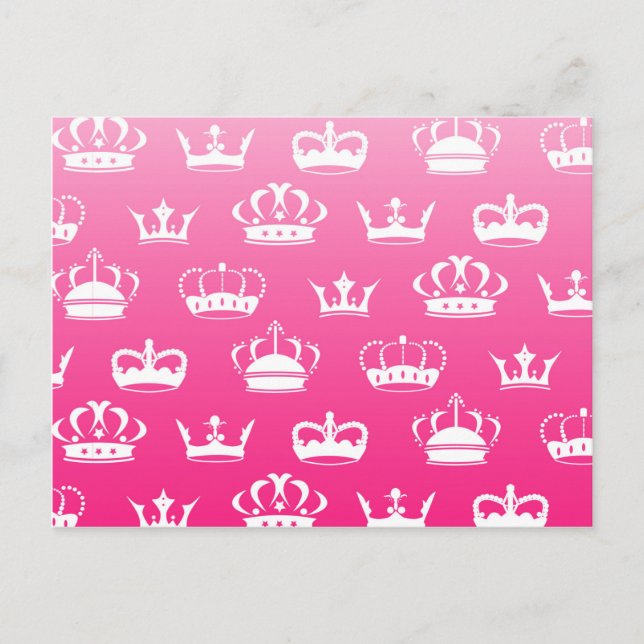 Carte Postale Motif de couronne princière avec dégradé rose (Devant)