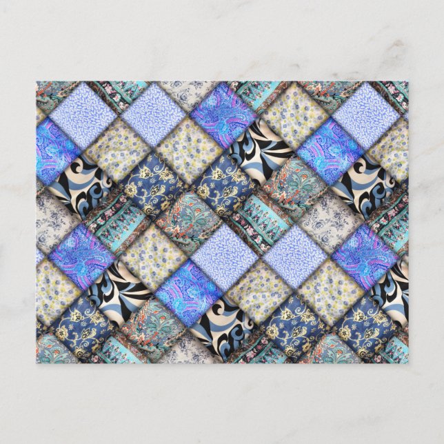 Carte Postale Motif de courtepointe Blue Faux (Devant)