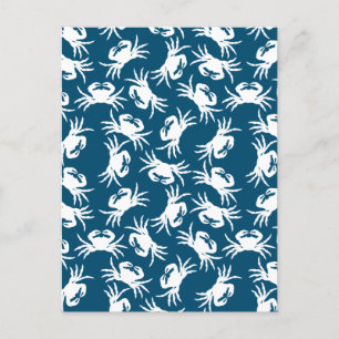 Carte Postale Motif de crabe blanc et bleu sans joint
