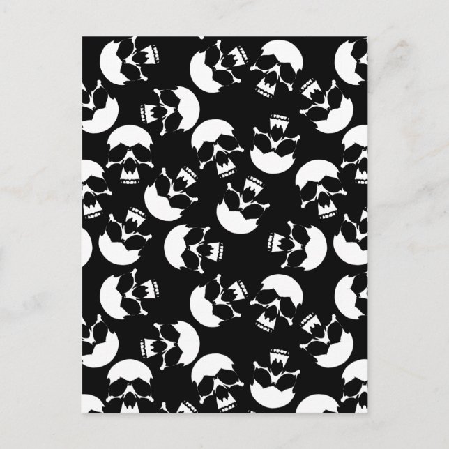 Carte Postale Motif de crâne esthétique noir et blanc foncé (Devant)