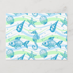 Carte Postale Motif de croquis marine