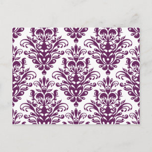 Carte Postale Motif de Damas épais et violet chaud