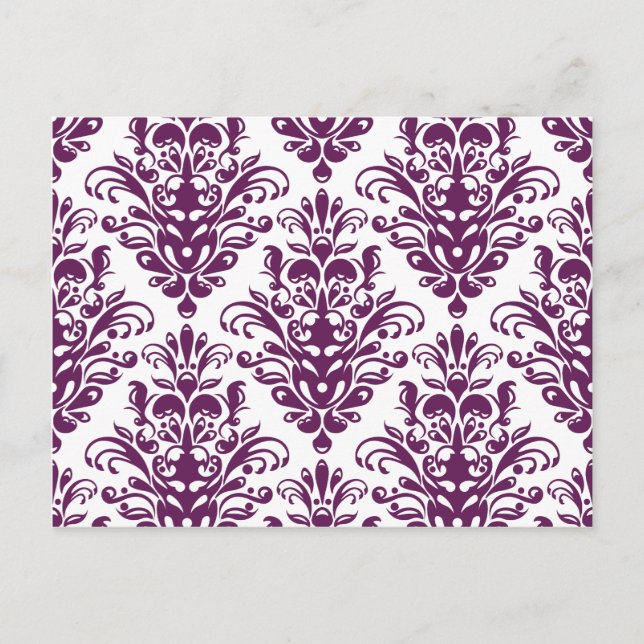 Carte Postale Motif de Damas épais et violet chaud (Devant)