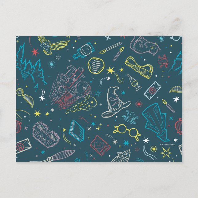 Carte Postale Motif de dessin au trait d'objets de la gamme HARR (Devant)