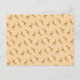 Carte Postale Motif de dinosaures jaune rayé rouge