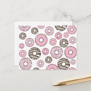 Carte Postale Motif De Donuts, Donuts Roses, Donuts Blancs